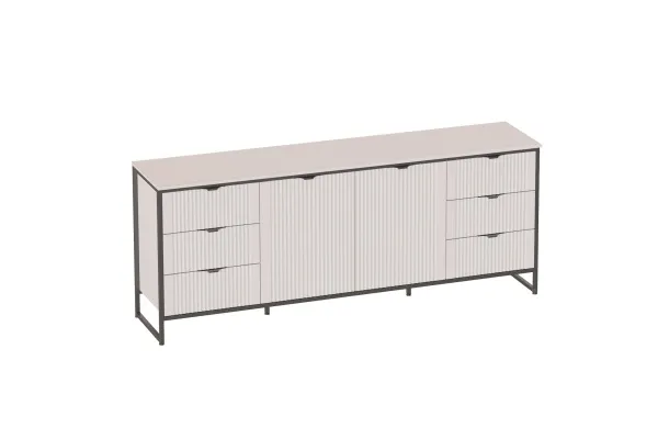 Тумба 2 дв 6 ящ "Нора" гостиная с глухими дверями Персидский жемчуг