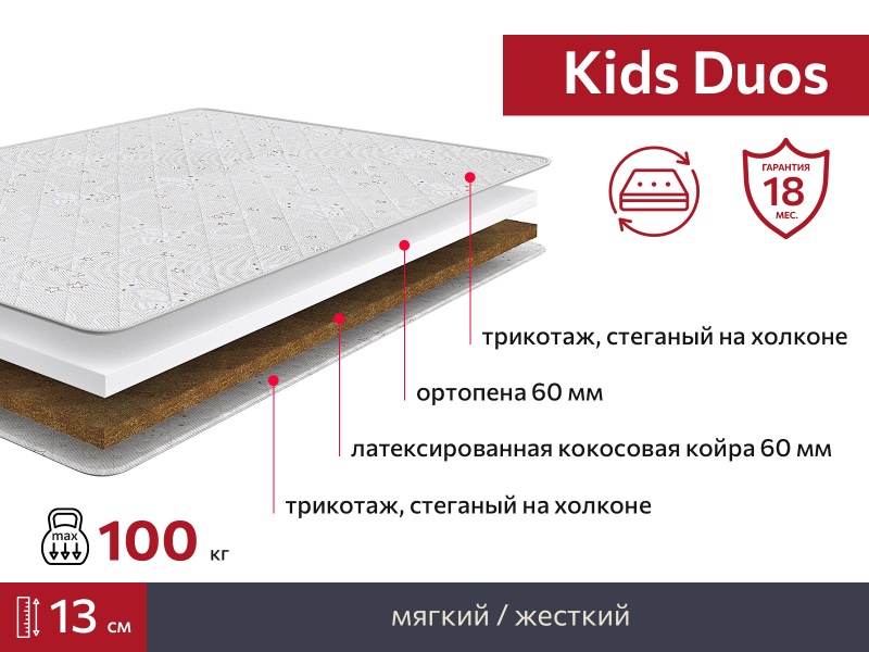 Матрас Kids Duos 800х2000