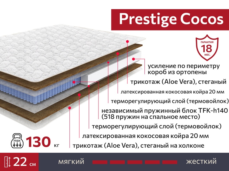 Матрас Prestige Cocos 1400х1950